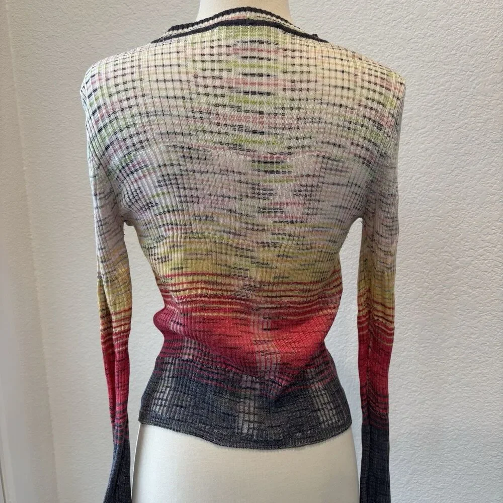 Missoni Cardigan Sweater 4 XS Multicolor Striped V-neck Made in Italy Classic - Picture 3 of 16